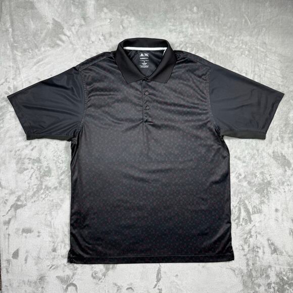 Adidas Climacool Polo Shirt Mens Medium Black Printed Golf Moisture wick Active‎ - Picture 1 of 8